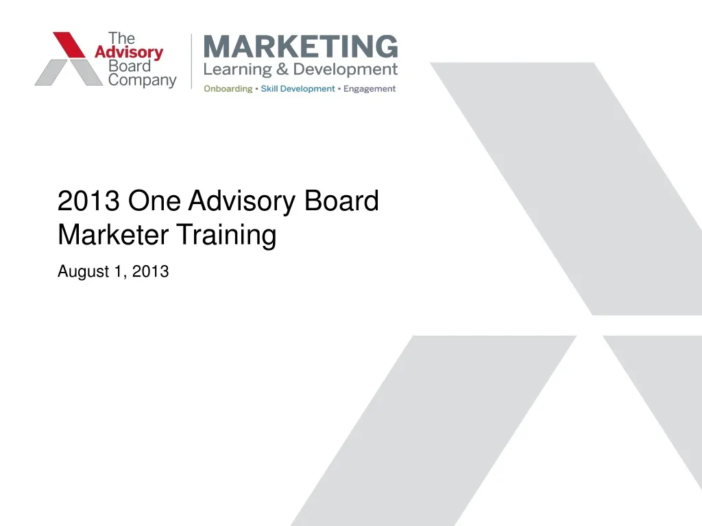 2013 one advisory board marketer training