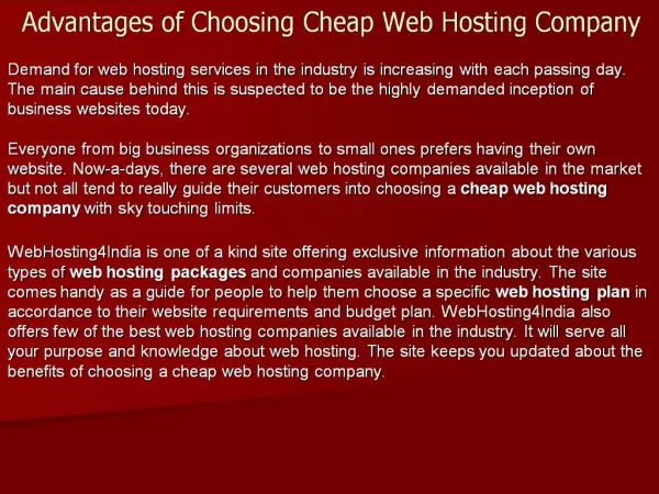 Advantages of Choosing Cheap Web Hosting Company