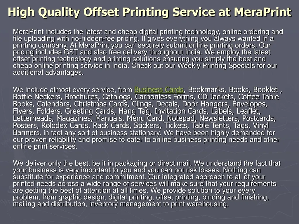 high quality offset printing service at meraprint