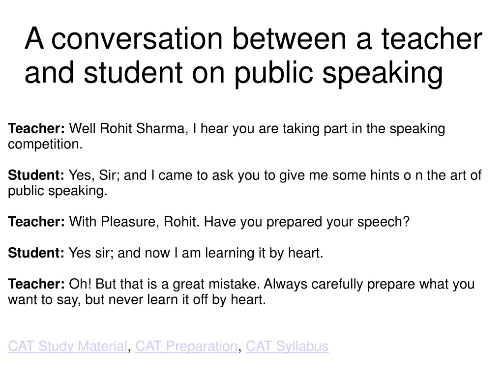 a conversation between a teacher and student