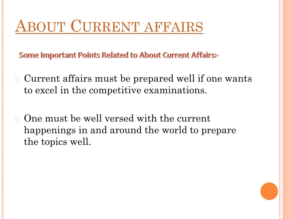 about current affairs