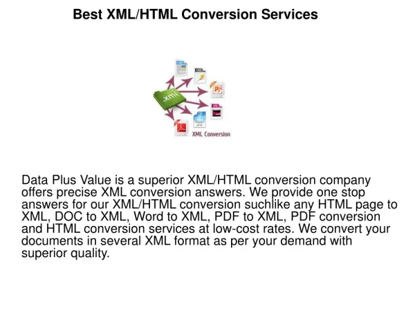 Best XML/HTML Conversion Services