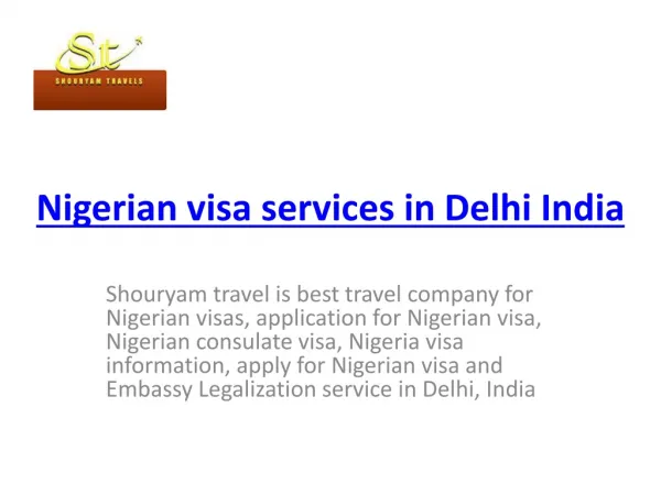 Nigerian visa service in Delhi India