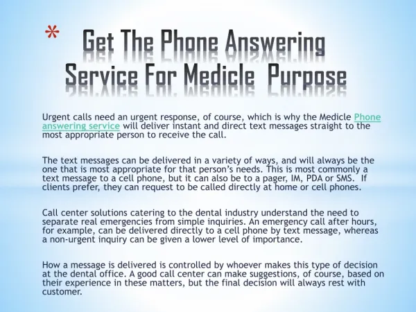 Get The Phone Answering Service For Medicle Purpose