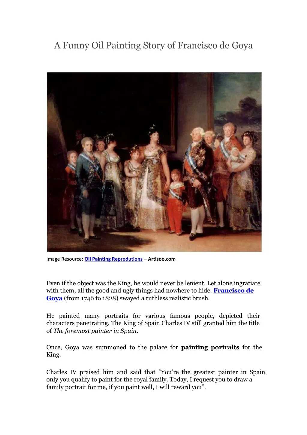 a funny oil painting story of francisco de goya
