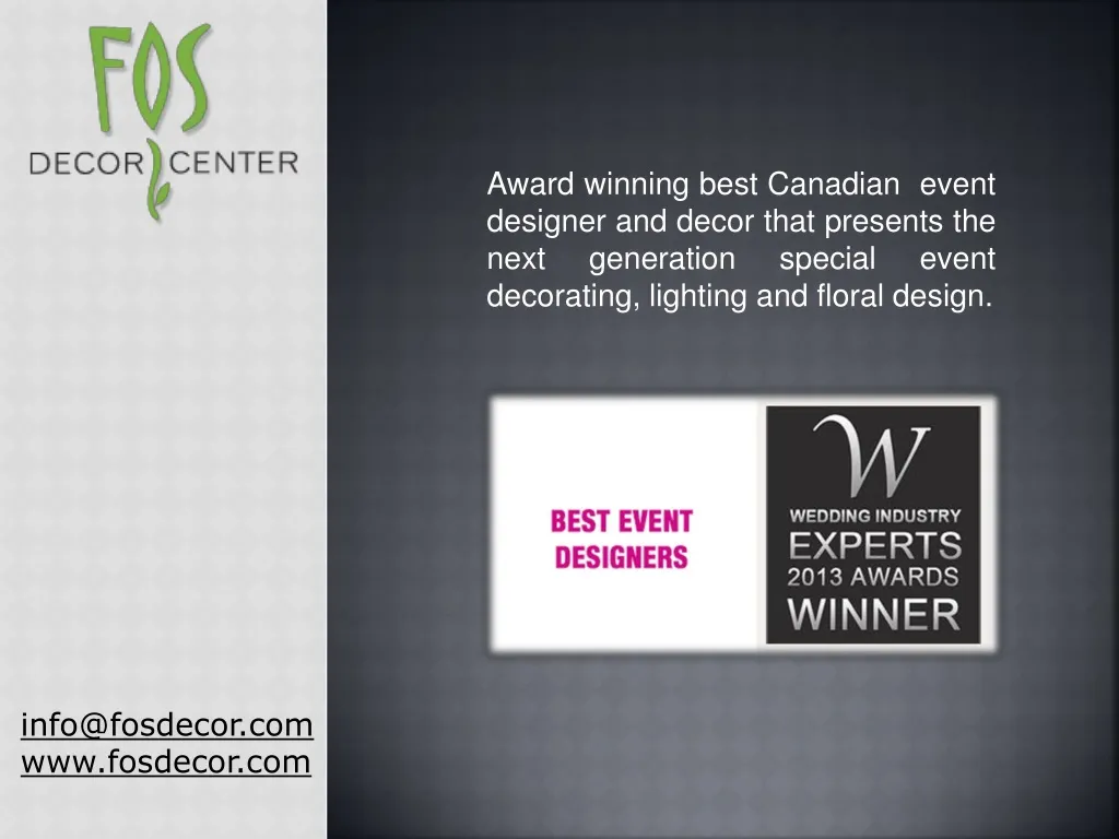 award winning best canadian event designer