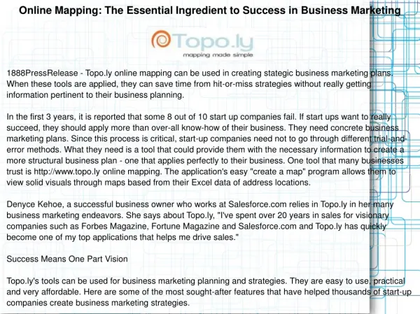 Online Mapping: The Essential Ingredient to Success in Busin