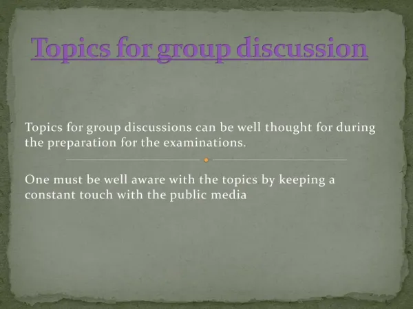 Topics for group discussion