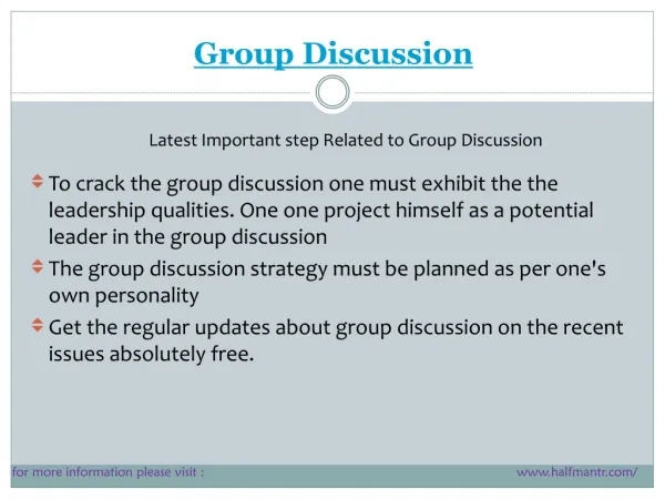 Latest points for Group Discussion