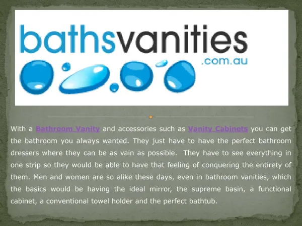 Bathroom Vanities Are Available In Many Different Styles