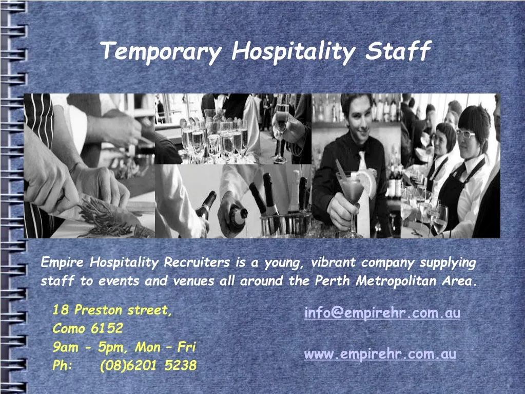 temporary hospitality staff