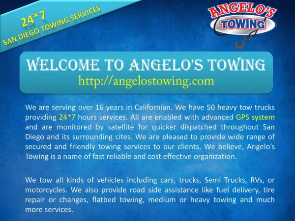 Welcome To Angelo's Towing