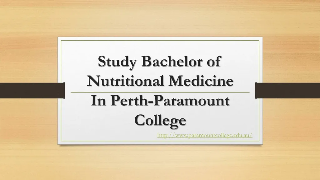 study bachelor of nutritional medicine in perth paramount college