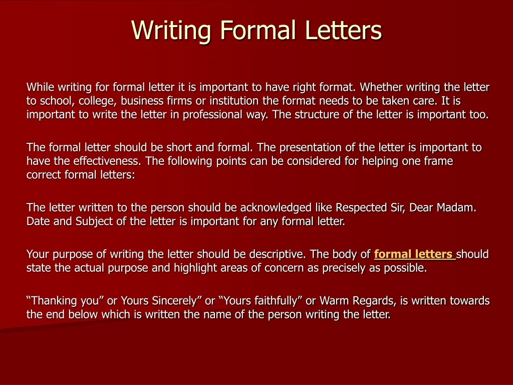 writing formal letters