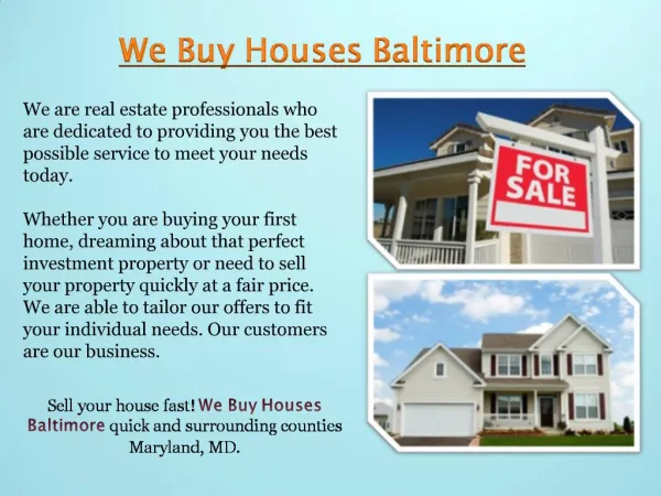 Sell Your House Fast Baltimore