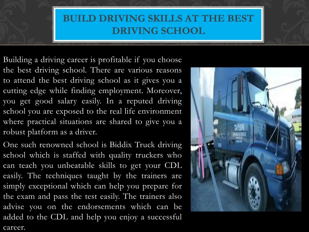 build driving skills at the best driving school