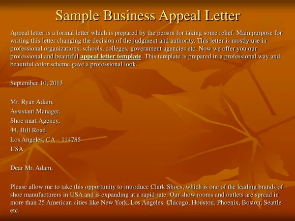 Sample Business Appeal Letter