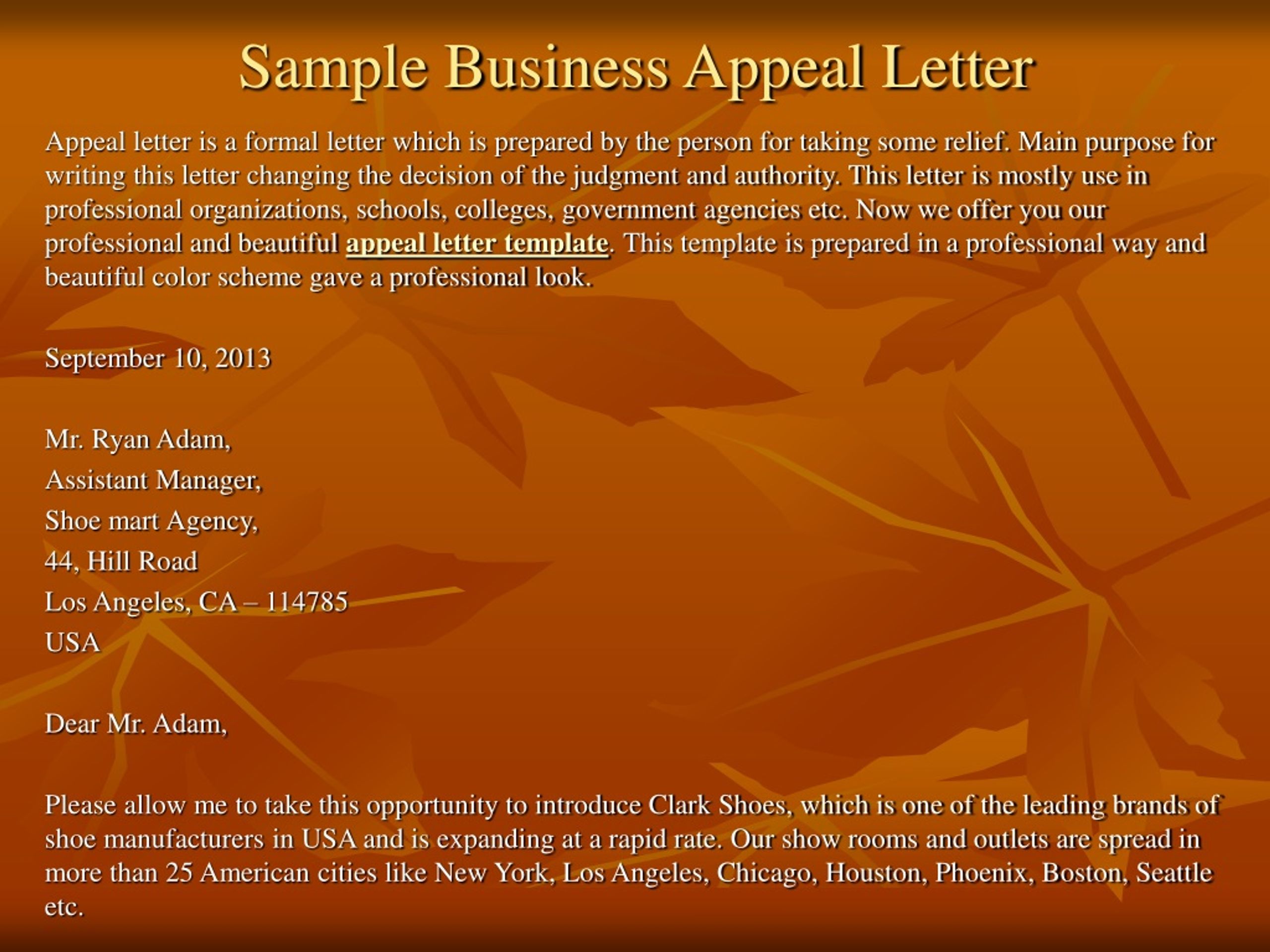 PPT - Sample Business Appeal Letter PowerPoint Presentation, free ...