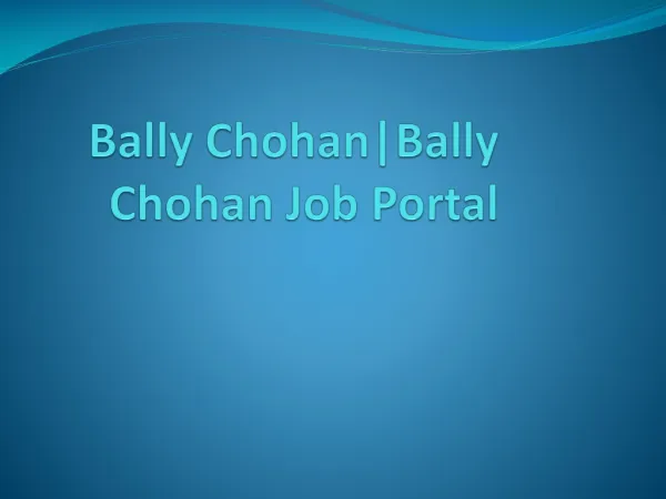 Bally Chohan Job Portal