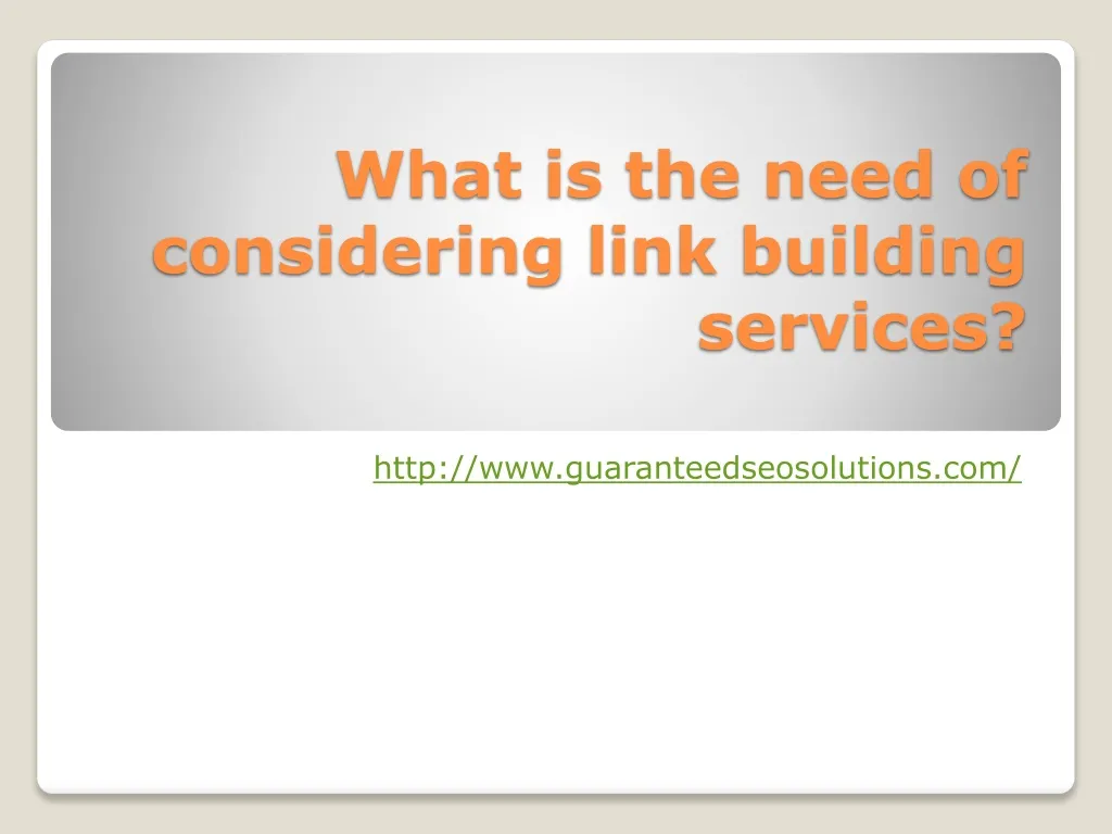 what is the need of considering link building services
