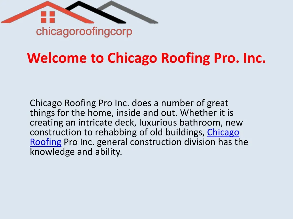 welcome to chicago roofing pro inc