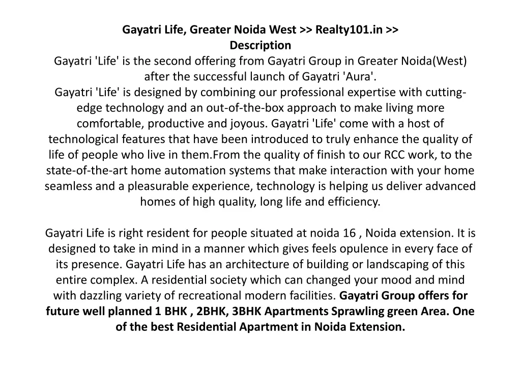 gayatri life greater noida west realty101