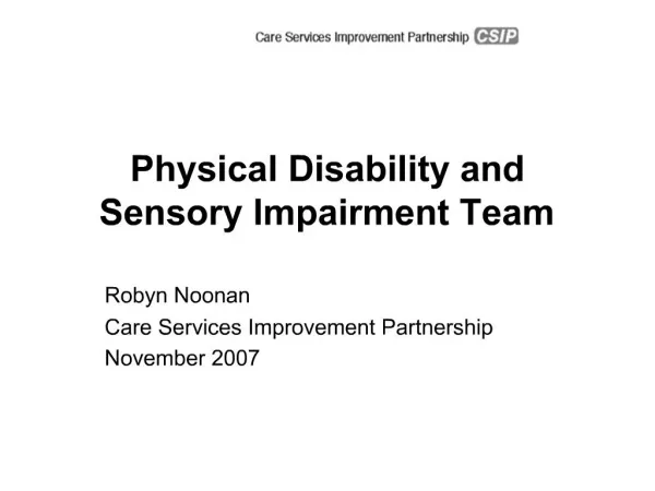 Physical Disability and Sensory Impairment Team
