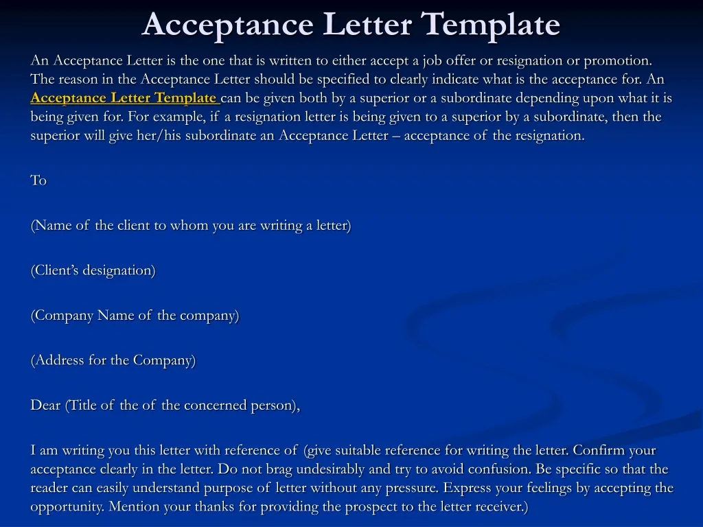 acceptance letter template