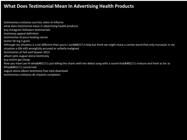 What Does Testimonial Mean In Advertising Health Products