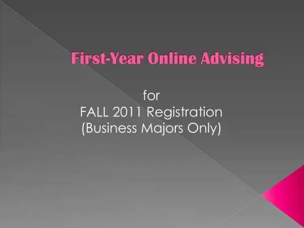 First-Year Online Advising