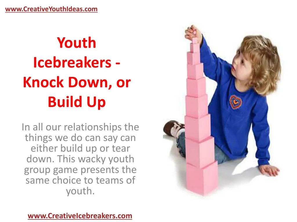 youth icebreakers knock down or build up