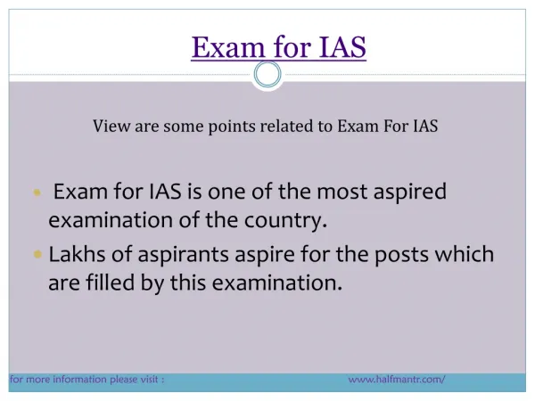 Contents about Exam for Ias