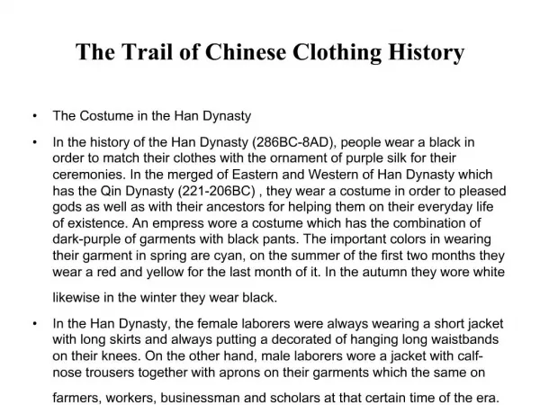The Trail of Chinese Clothing History