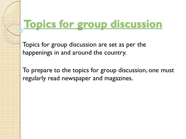 Topics for group discussion