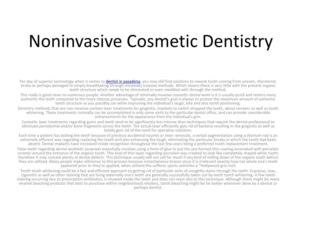 noninvasive cosmetic dentistry