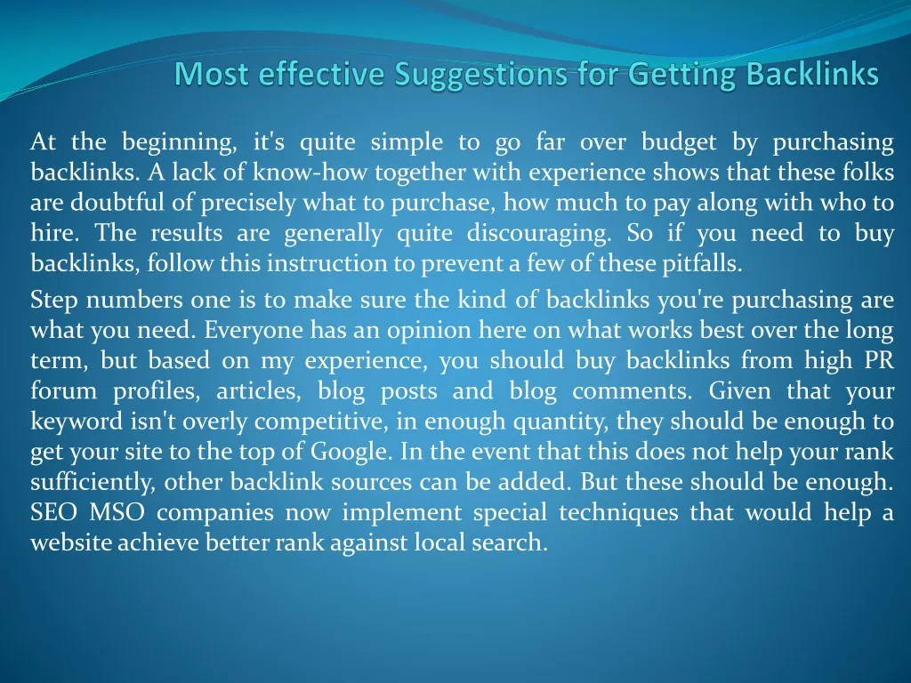 most effective suggestions for getting backlinks