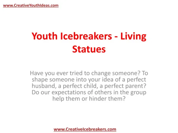 Youth Icebreakers - Living Statues