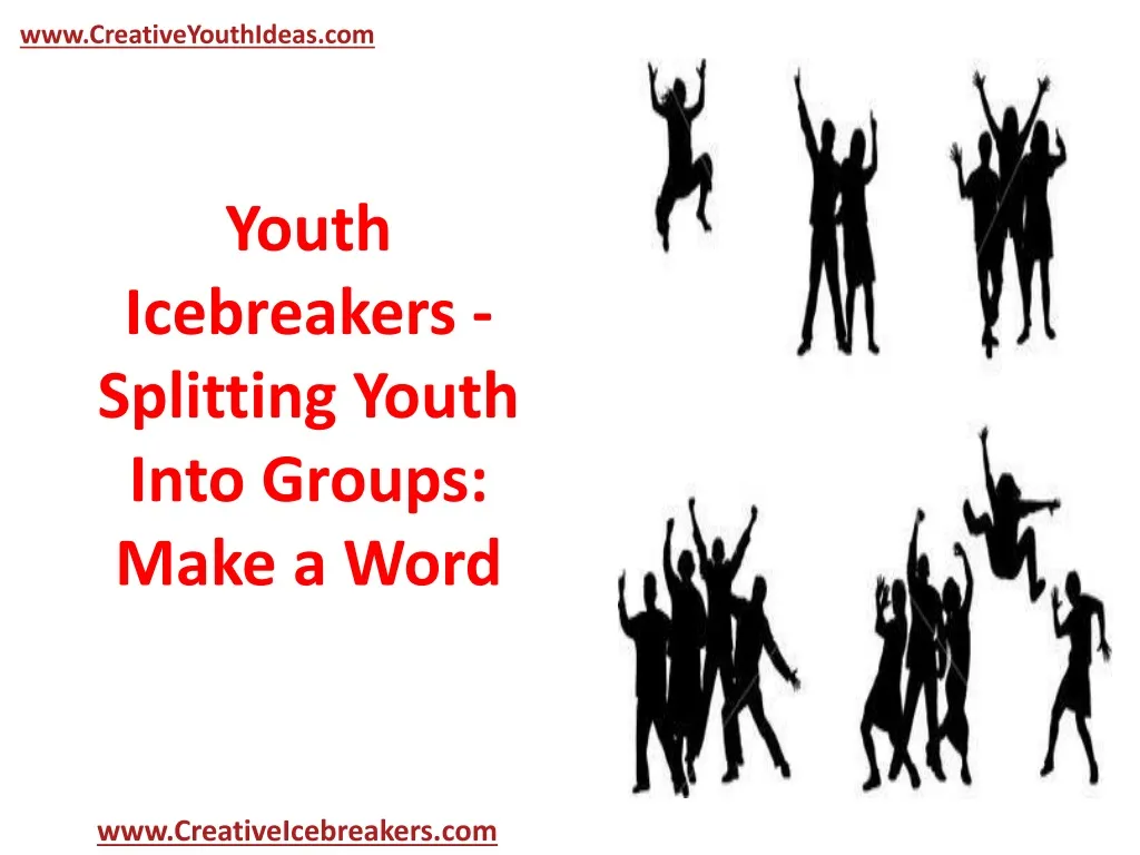 youth icebreakers splitting youth into groups make a word