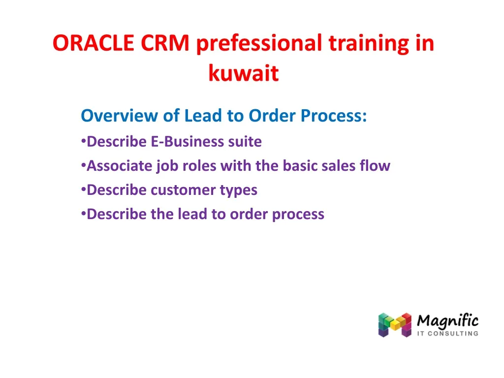 oracle crm prefessional training in kuwait