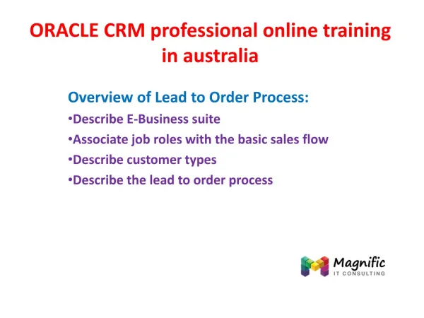 ORACLE CRM practical online training in australia