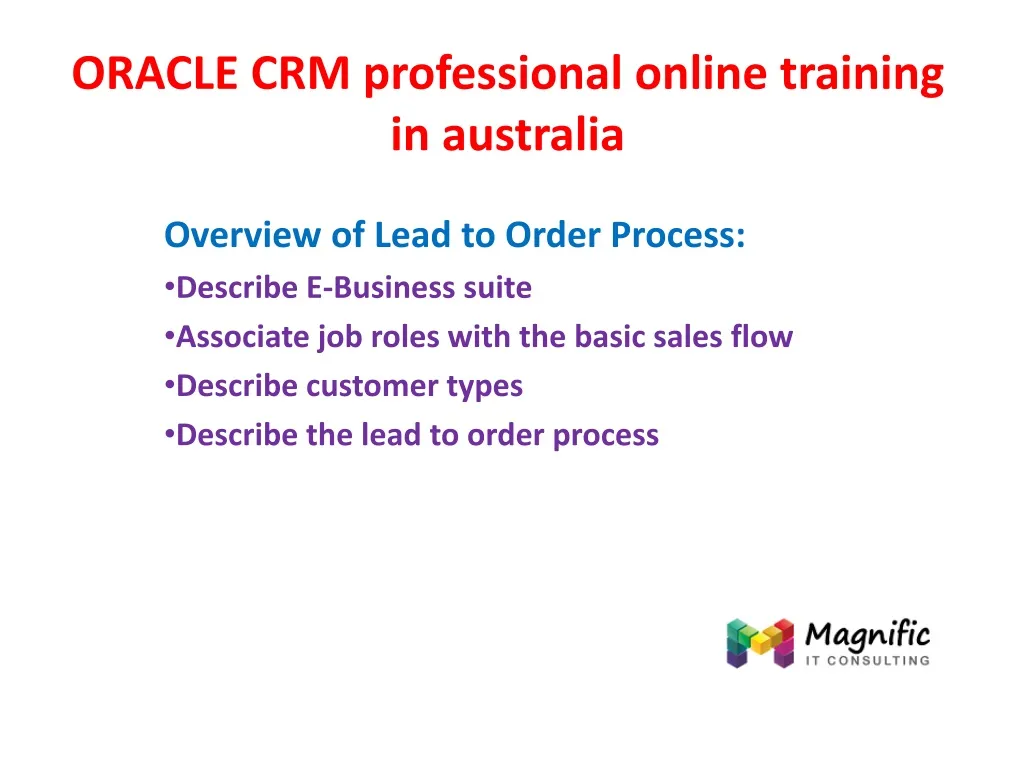 oracle crm professional online training in australia