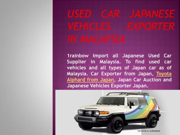 Used Car Japanese Vehicles Exporter in Malaysia