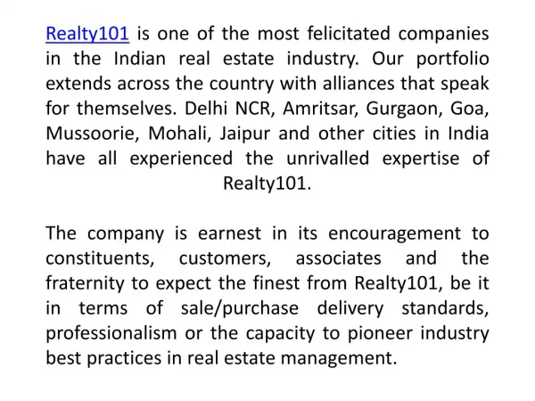 Real Estate Company Greater Noida - Realty101.in
