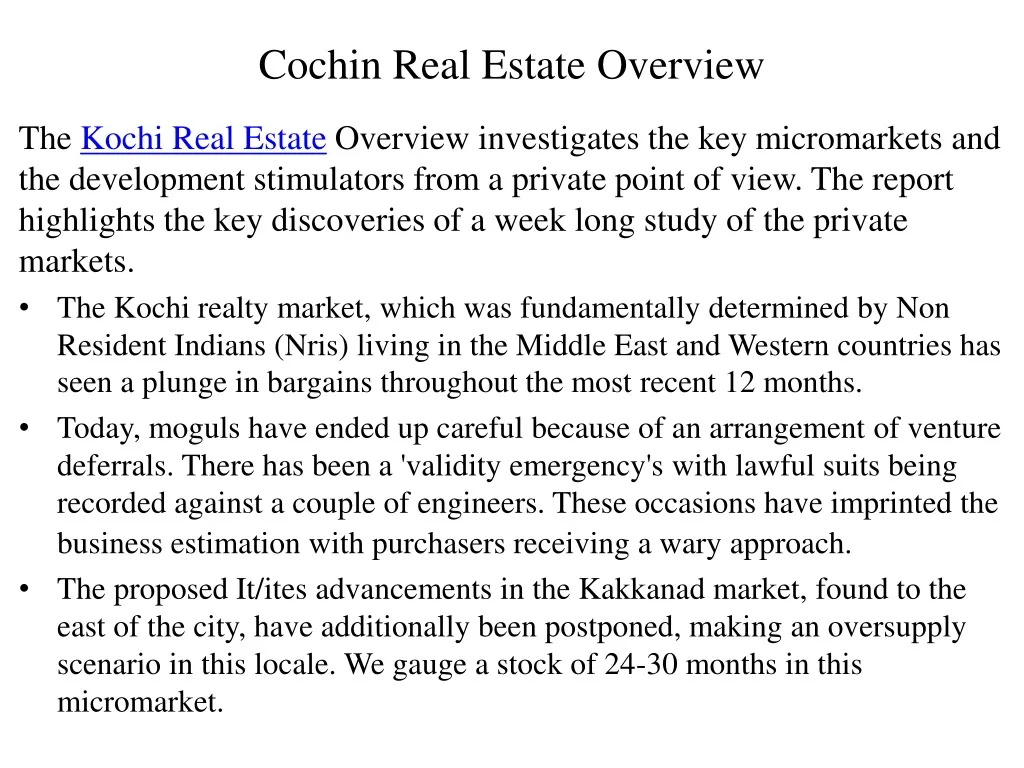 cochin real estate overview