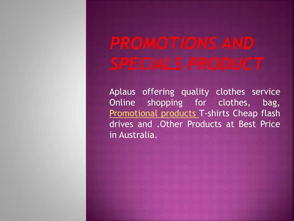 promotions and specials product