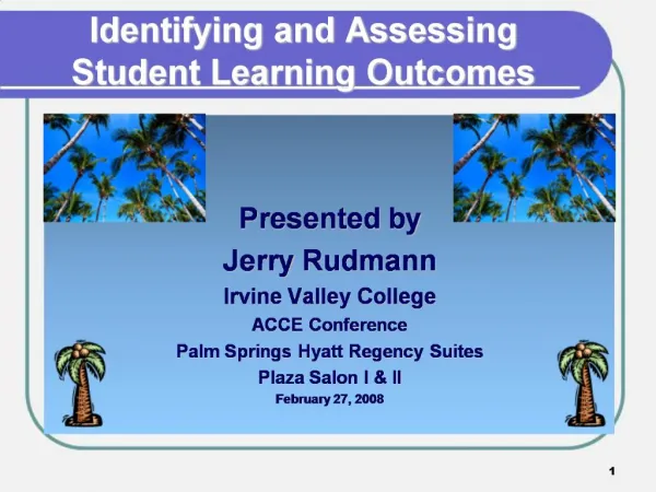Identifying and Assessing Student Learning Outcomes