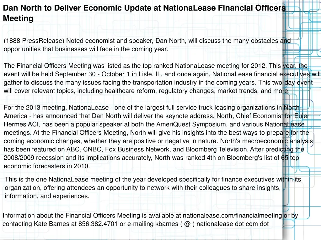 dan north to deliver economic update