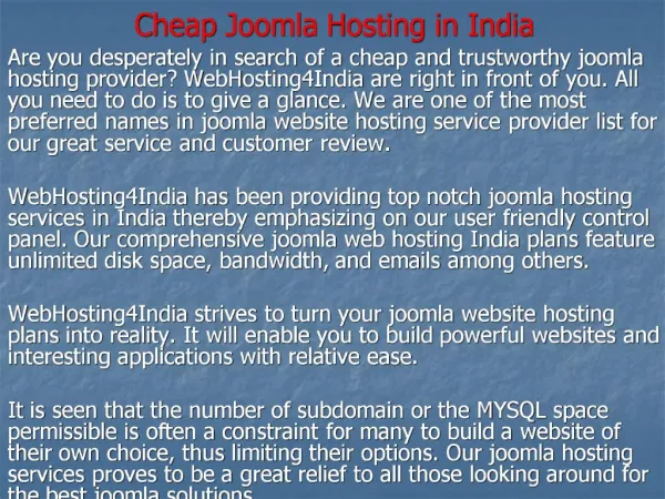 Cheap joomla hosting in india