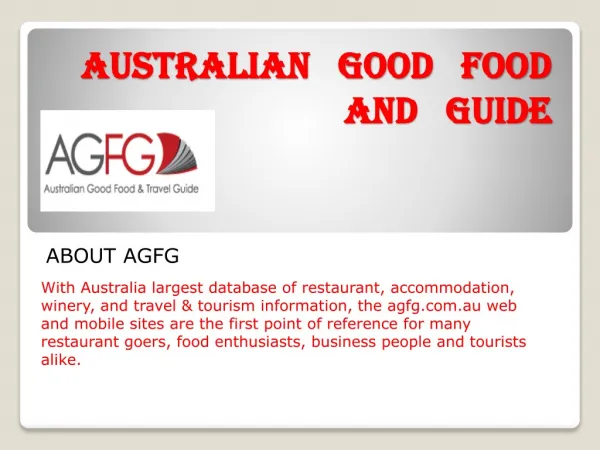 AGFG: Darwin Restaurants