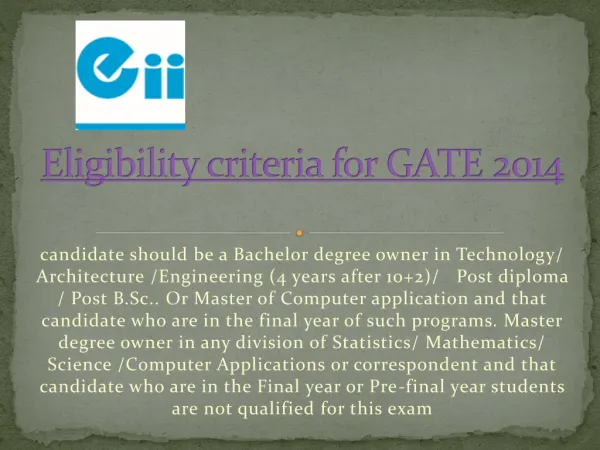 Eligibility criteria for GATE 2014